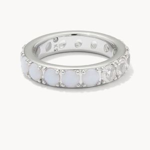 Kendra Scott Silver Band Ring White Opalite Mix size 7